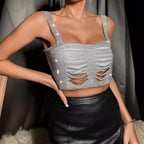 Evening Gleaming Silver Metallic Cami Top