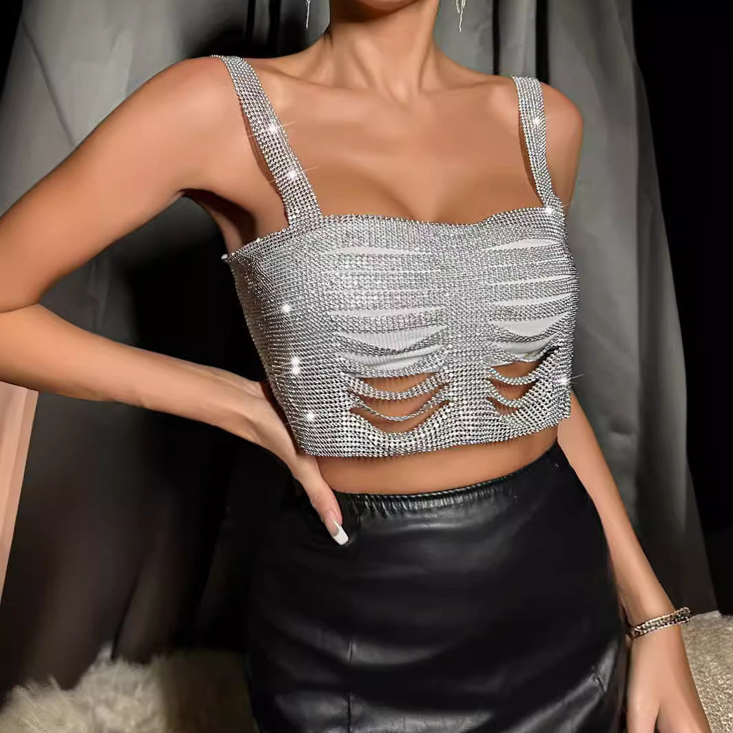 Evening Gleaming Silver Metallic Cami Top