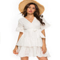 Calliope Cotton Eyelet Wrap Dress Off White