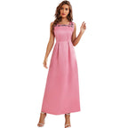Short Sleeve Sleeveless Dress Square Collar High Waist A Line Dress