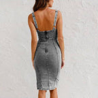 Suzette Denim Dress Dark Grey