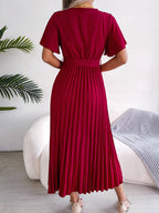 Cross VNeck Pleated Dress
