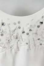 Owenfe White Beaded Diamond Mini Dress