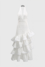 Yaric Halter Backless Cake Maxi Dress