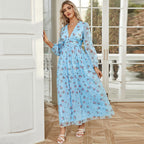 Elegant High Waist V neck Dress