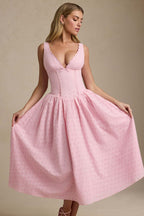 Heavy Embroidery Slim Fit Suspender Dress