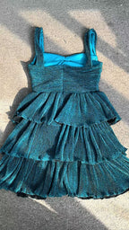 Little Mermaid Glitter Fabric Metal Starfish Hollow Layered Stretch One-piece Swimsuit