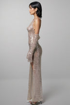 Frederic Sequin Chain Sling Maxi Dress