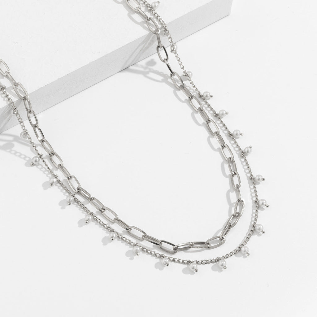 Faux Pearl Waist Chain Retro Multi Layer Geometric Body Chain