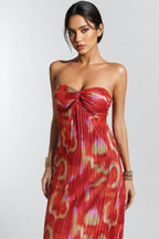 Zina Sheath Printed Pleated Maxi Dress
