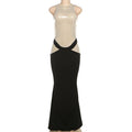 Elegant Pullover Sleeveless round Neck Sequ Color Matching Maxi Dress