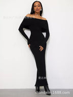 Knit Off Shoulder Sweater Dress