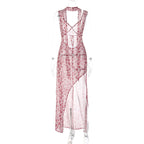 Khalia See-Through Floral Maxi Dress