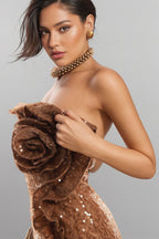 Jovilk Sequin 3D Flower Ruffled Mini Dress