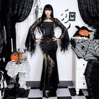 Autumn Elegant Lace Batwing Sleeve Irregular Asymmetric Overhaul Waistcoat Top Women