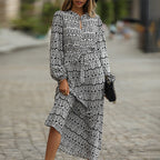 Bohemian Print Long Sleeve Dress