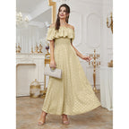 Dress off Neck High Waist Slim Printed Dress