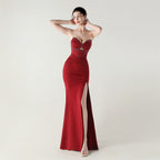 Boning Corset Lace up Waist Controlled Wrapped Chest Pleated Hollow Out Cutout out Cocktail Wedding Red Carpet Evening Dress