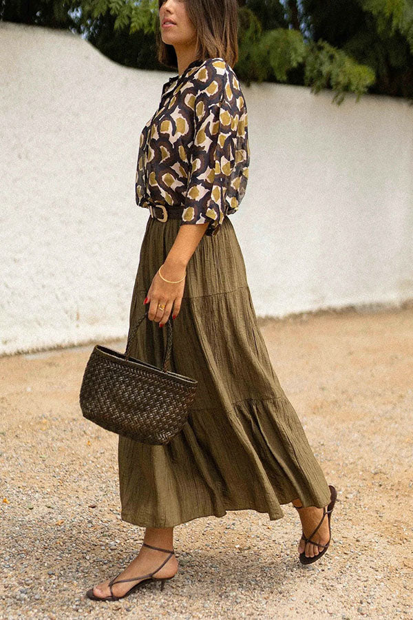 Unique Printed Lapel Button-down Loose Casual Shirt