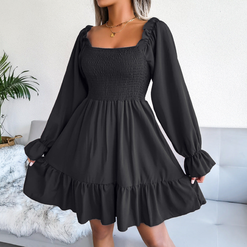 Kolly Smocked Babydoll Dress Black FINAL