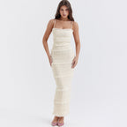 High Elastic Sequin Lace Slim Fit Backless Maxi Dress Cami Dress