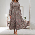 Luisa Chic Women's Floral Print Midi Dress with Long Sleeves Silhouette Collection