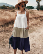 Rexy Cotton Colorblock Tiered Midi Dress