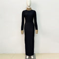 Diamond Bead Long Sleeve Bandage Dress Backless Party Cocktail Dress