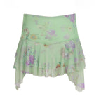 Kaelynn Floral Asymmetric Mini Skirt