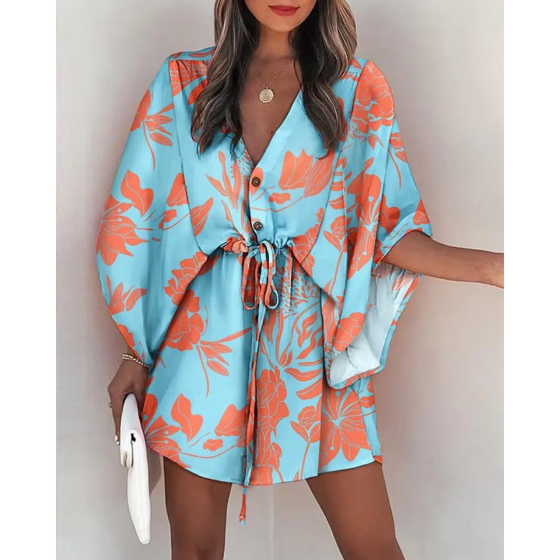 Brenda Statement Women's Floral Print Button Up Dress Elevated Occasion Wear