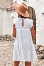 Angelo Cotton Ruffle Tiered Babydoll Dress White
