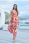 Take Me To Paradise Printed Maxi Dress Salmon