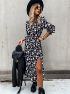 Calla Lily Pocketed Satin High Low Wrap Maxi Dress FINAL