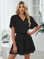 Slow It Down Smocked Tassel Dress Black