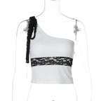 Yaneth One-Shoulder Lace Camisole