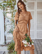 Magic Touch Smocked Maxi Dress Burnt Sun