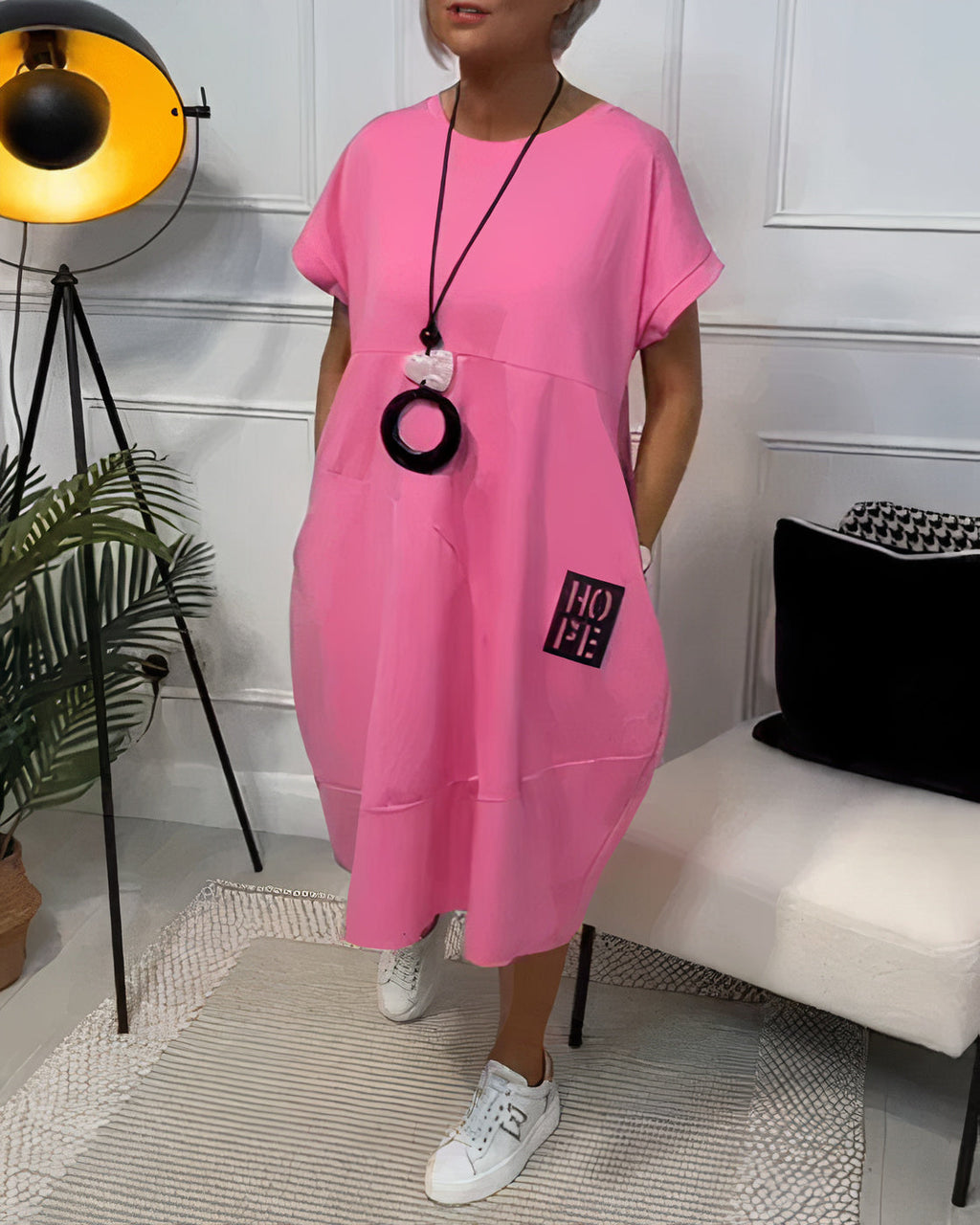 Marina Effortless Short Sleeved Dress with a Round Neckline Chic Silhouette Collection
