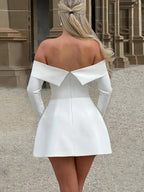 Off Shoulder A Line Mini Dress