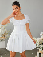 Off Shoulder Crisscross Tie Back Mini Dress