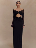 Off Shoulder Cut Out Maxi Dress