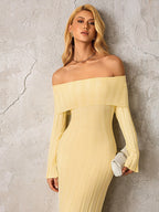 Off Shoulder Knitted Bodycon Dress
