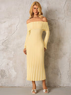 Off Shoulder Knitted Bodycon Dress