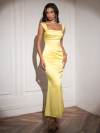 Off Shoulder Satin Backless Mermaid Dress