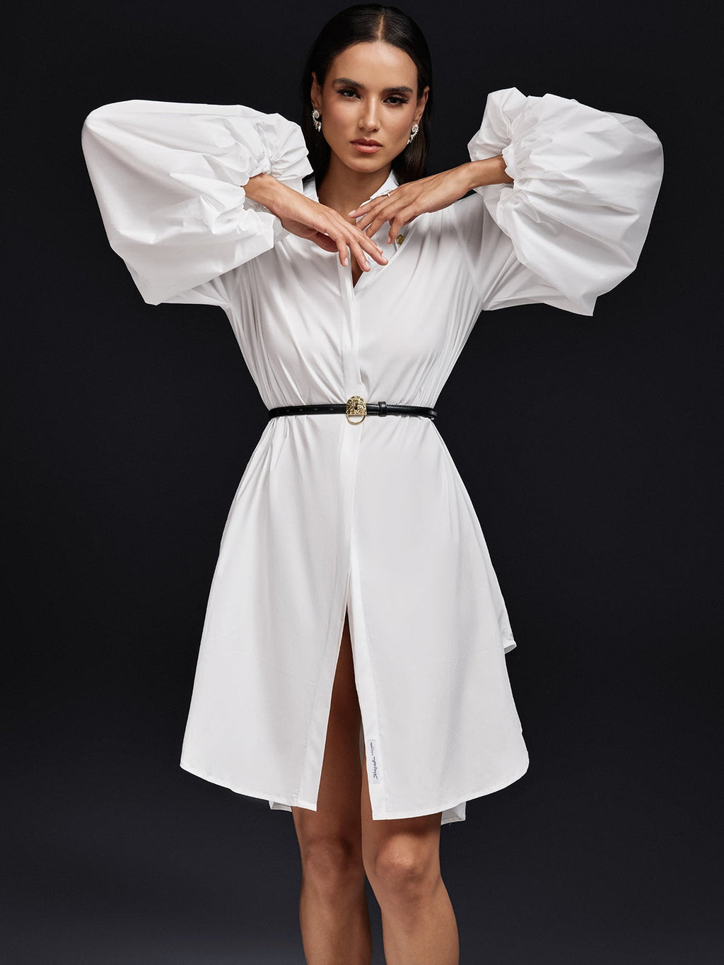 Bubble Sleeve Midi Dress