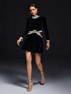 Fringe Cutout Velvet Mini Dress