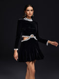 Fringe Cutout Velvet Mini Dress