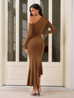 One Shoulder Ruched Asymmetrical Hem Dress