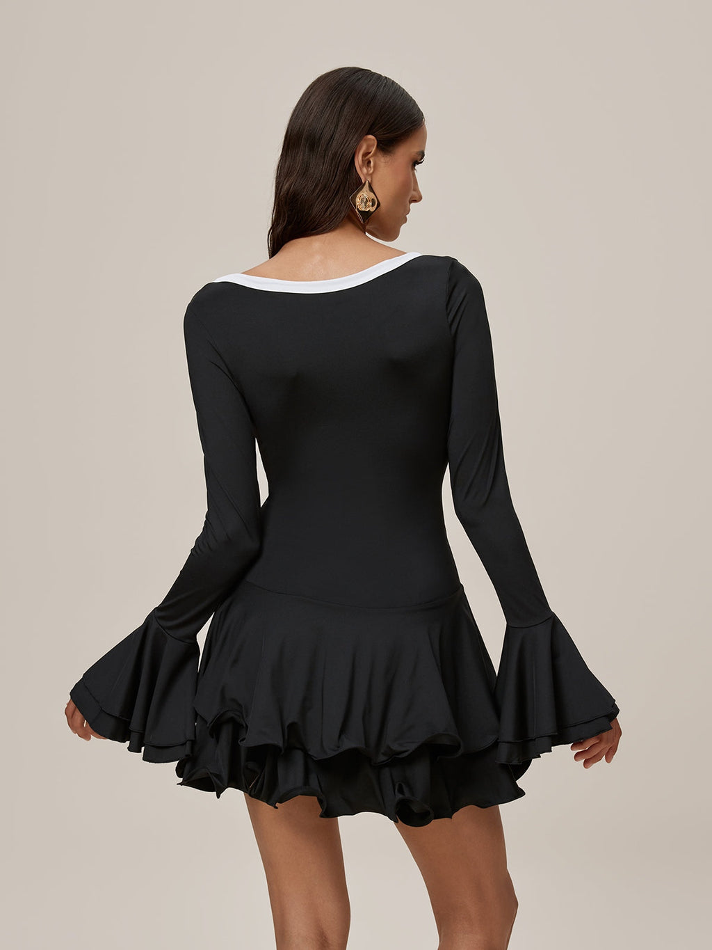 Bell Sleeve Ruffle Mini Dress