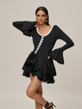 Bell Sleeve Ruffle Mini Dress