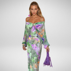 Nancy Elegant Maxi Dress With Detachable Scarf